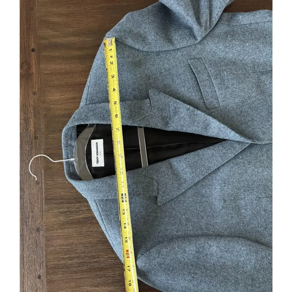 Teddy Vonranson Sport Coat Blazer Mens 42 Blue Wool Silk Tweed Single Breasted